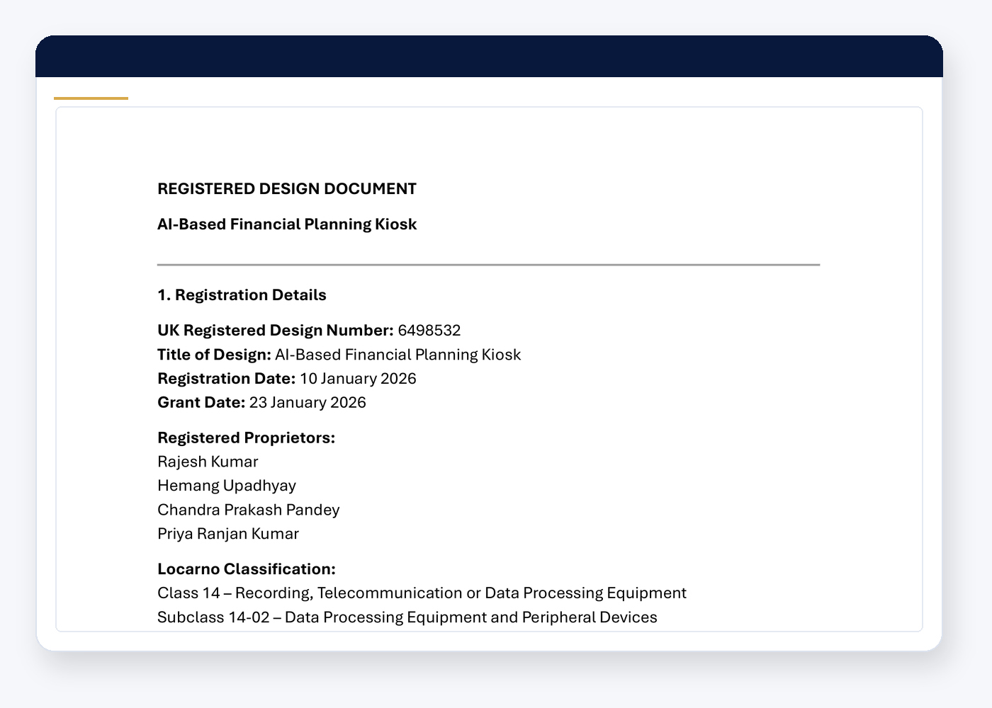 UK Registered Design